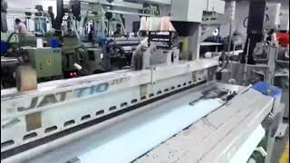 Selvage Jacquard Running In Textile Company. With Toyota Airjet Loom High Speed.
