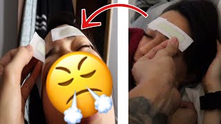 PUTTING WAX STRIPS ON GIRLFRIENDS EYEBROWS WHILE SHE WAS SLEEPING !