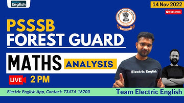 2PM🔴PSSSB Forest Guard Exam Maths Analysis | Forest Guard Answer Key 2022 | Forest Guard Ques Paper