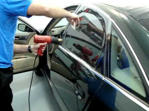 Master Window tinting, performing window film shrink in Audi A6 - YouTube