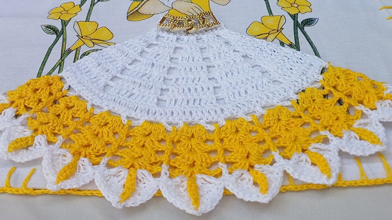 Sainha de crochê para pano de prato Passo a passo #crochet #croche 