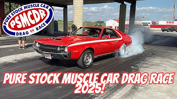 Pure Stock Muscle Car Drag Race 2025 - Qualifying - Burn Outs - Shootout! In Car & Drone Video!