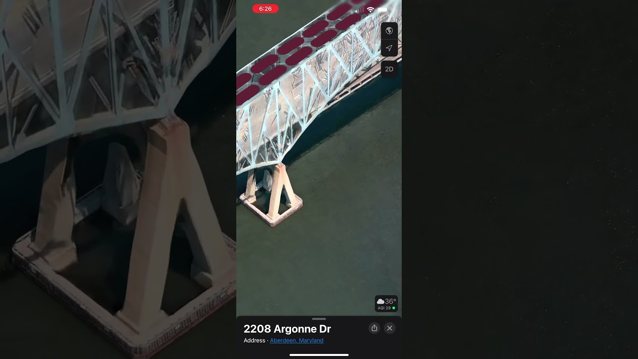 Baltimore Key bridge collapsed satellite view ￼