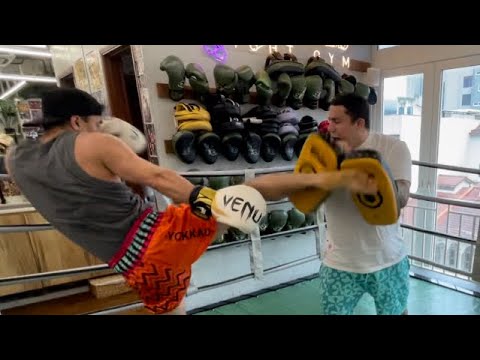 Working on strikes in Singapore gym
