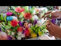 Diy stocking flowers flower arrangement  flower fairy lights fairy doll