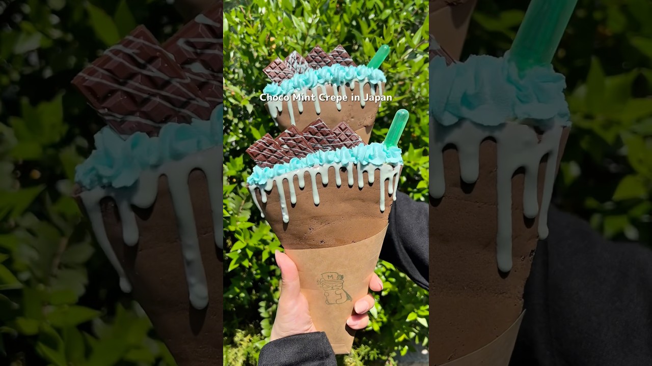 [Tokyo] Crunchy Choco Mint Crepe in Omotesando! #japanesefood #crepe #チョコミント
