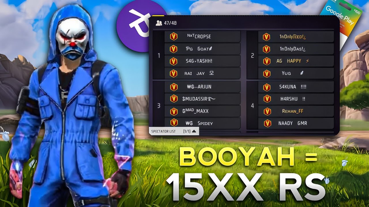 Free Fire Giveaway/Tournament || Booyah = 15XX Rs