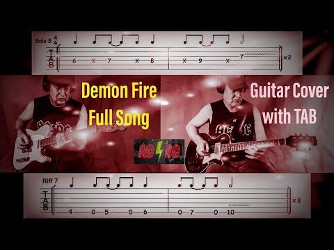 Demon Fire AC/DC Full Song Guitar Cover with Tab
