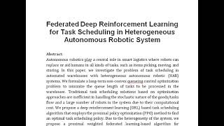Federated Deep Reinforcement Learning for Task Scheduling in Heterogeneous Autonomous Robotic System