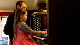 Alma Deutscher (7) and Tobias Cramm improvising together on the organ, February 2012