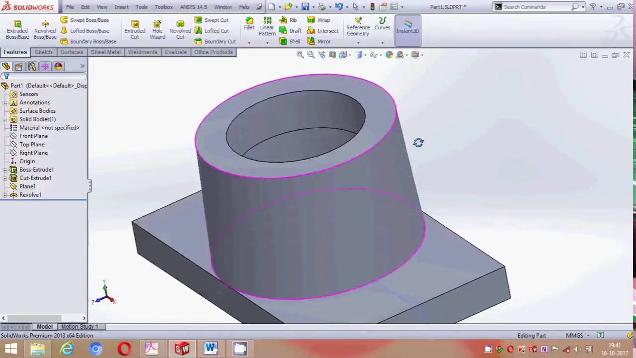 Solidworks foot step bearing assembly design tutorial part 1