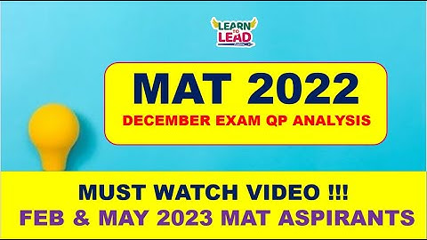MAT DECEMBER 2022 | QUESTION PAPER ANALYSIS | Important Topics for Feb 2023 MAT Exam