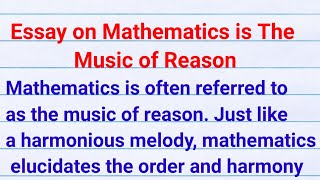 mathematics is the music of reason| mathematics is the music of reason essay