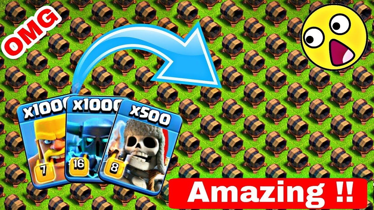 500 Max Giant Cannon VS Max 1000 Barbarian, 100 Super Pekka, 500 Giant Skeleton | COC private server