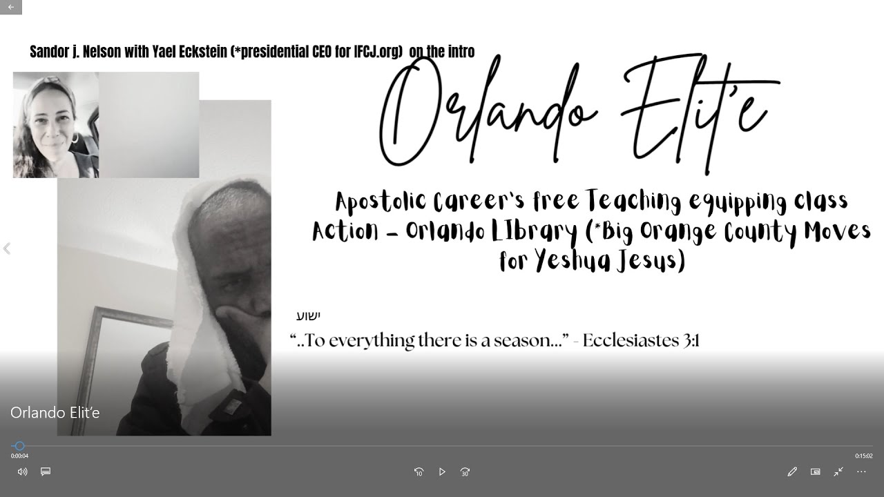 Orlando Eli'te (*Apostolic Teaching free certificate course) -  Library' Orange Coutny / כָּבוֹד