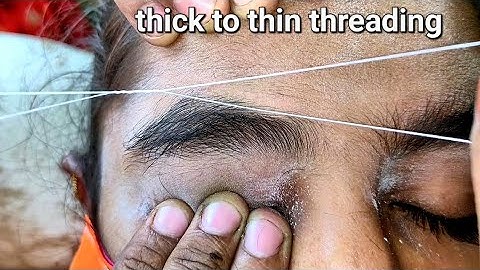 Thick to thin Eyebrow Threading.#brows #threading