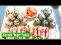 Korean Finger Food: Rice balls & Bacon-Enoki wraps