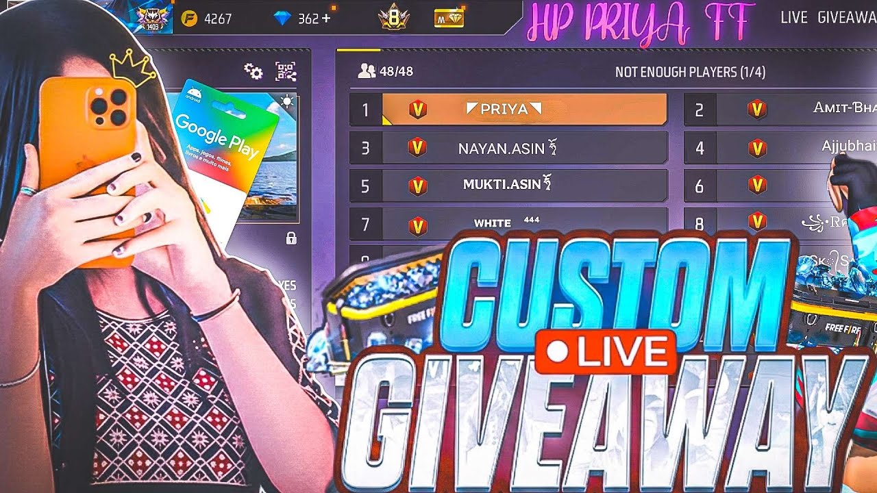 🔴FREE FIRE GIRL IS LIVE CUSTOM ROOM | FF LIVE GIVEAWAY ? 🔥❤️ 