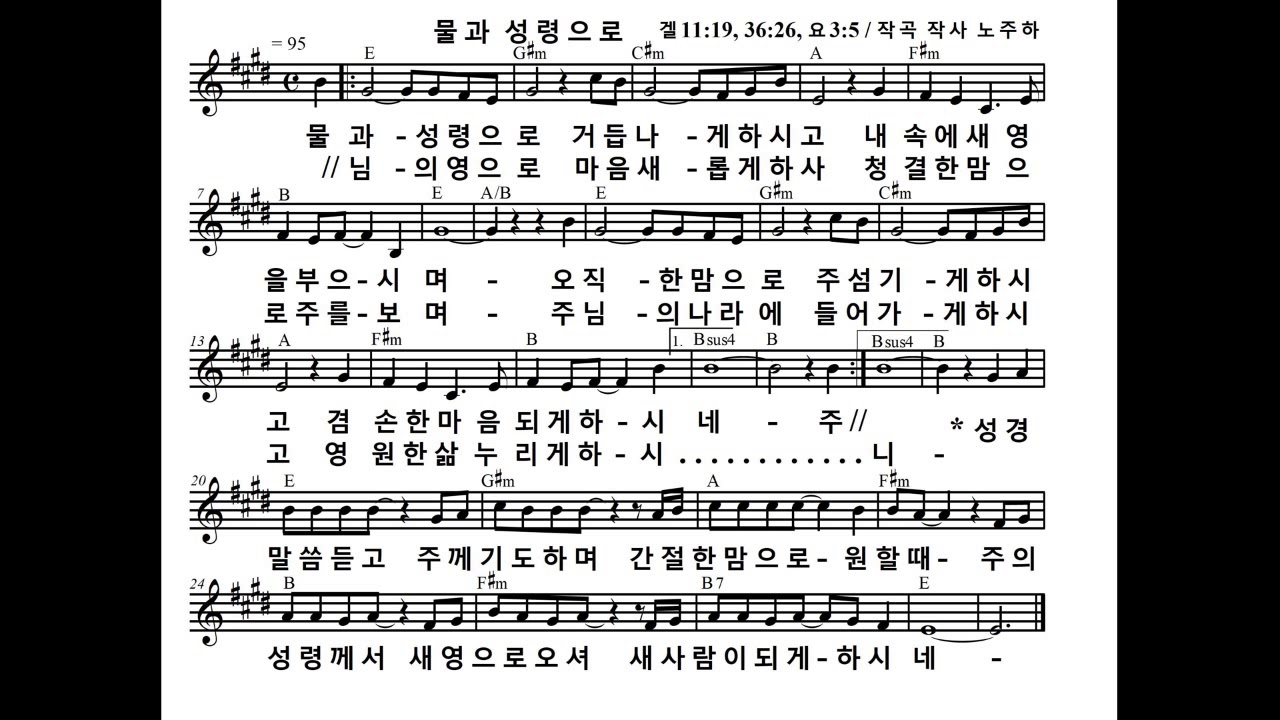 물과 성령으로(Water and Holy Spirit)(1). 찬양산교회(P M Church)실황. 2019. 6. 16. ROH JOOHA. - YouTube