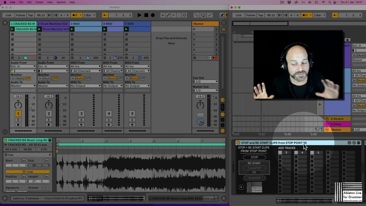 Stop and ReStart Clips in Session View in Ableton Live Max for Live