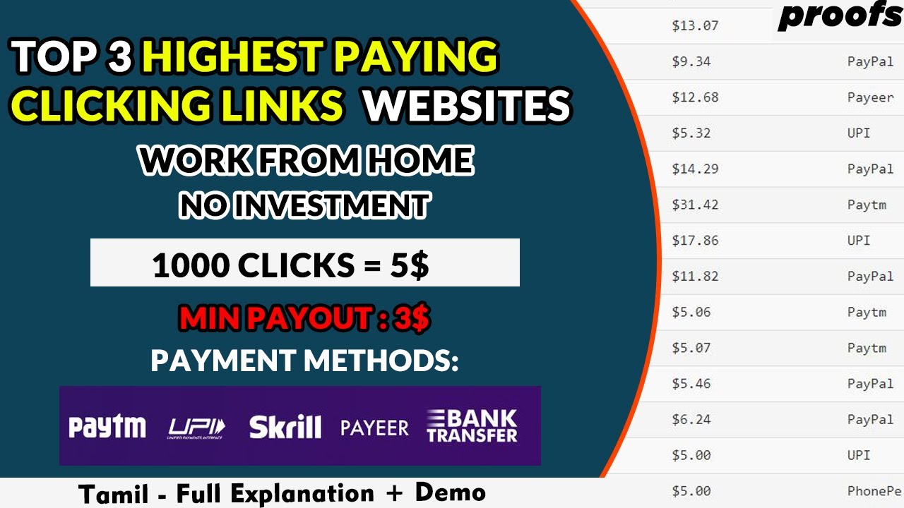 3 Best clicking links earning websites | Tamil (Make Money Online)