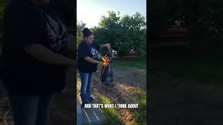 Bikers Wife Sets Her Husbands Biker Vest on FIRE! Bikers Wife Sets Her Husbands Biker Vest on FIRE!