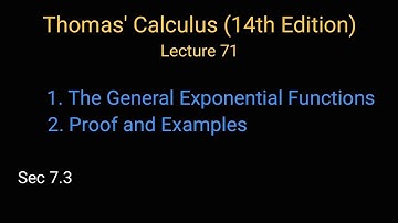 Sec 7.3: The General Exponential Function |Lec 71