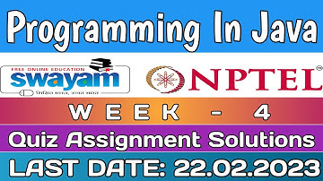 NPTEL Programming In Java WEEK 4 Quiz Assignment Solutions💡 | Swayam Jan 2023 | IIT Kharagpur