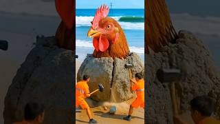 rescued hen from giant log#shorts#funny#animals#aishorts