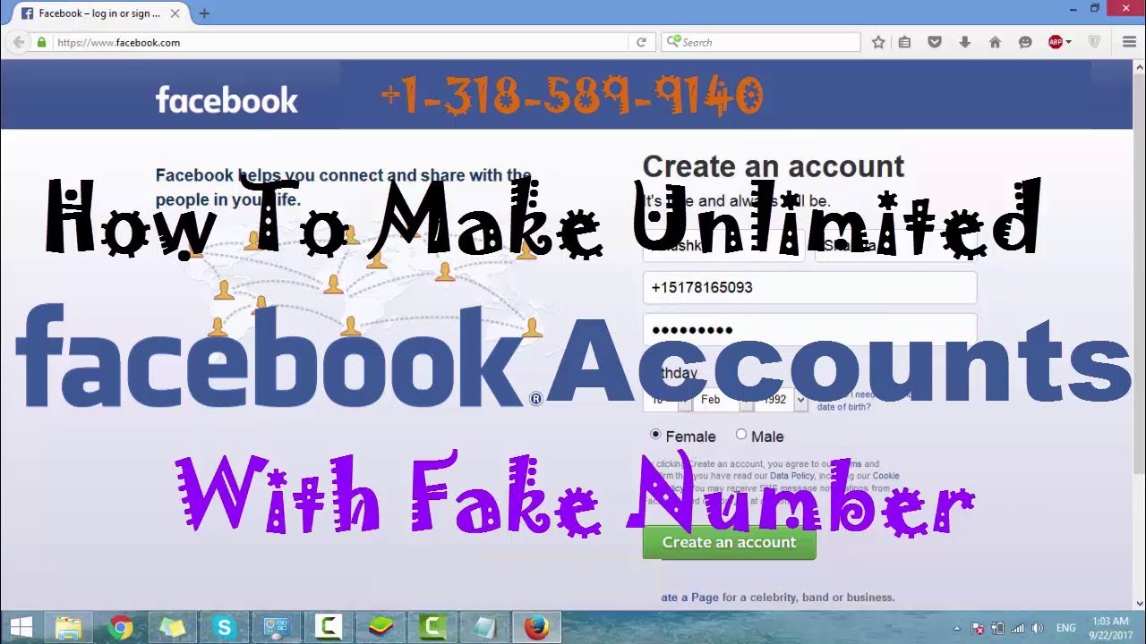 How To Make Unlimited Facebook Accounts Using Fake Number 2017 {100%