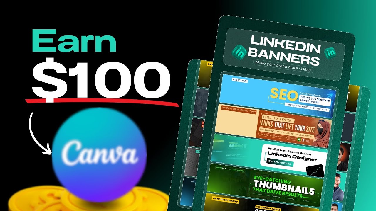 How to design eye catchy linkedin banner in canva | How to make money from canva