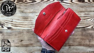 Making a women's Travel Wallet from vegetable tanned leather by #wildleathercraft. Free pattern PDF.