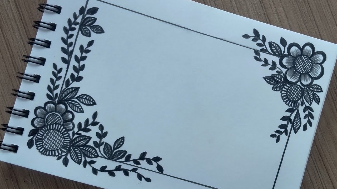Easy and Simple Border Design for Project | Easy corner Flower Drawing Tutorial For Beginners Simple