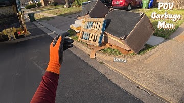 Garbage Truck Collecting Bulky Trash | The Garbage Man POV | 4K Full UHD