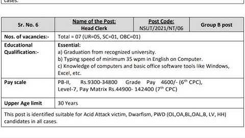Netaji Subhas University of technology (NSUT) Notification out