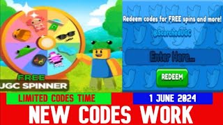 *NEW CODES JUNE 1, 2024 * [NEW ITEM!] FREE UGC SPINNER! ROBLOX | LIMITED CODES TIME