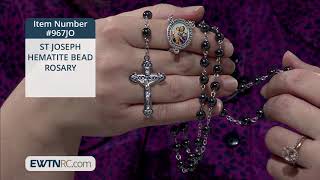 967JO_ST JOSEPH HEMATITE BEAD ROSARY