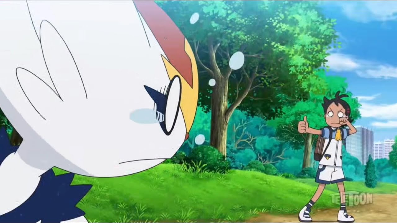 Pokemon Journeys Goh Leave's Cinderace To Take Care Of Sobble - YouTube