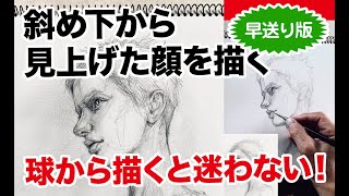 斜め下から見上げた顔を描く 早送り版 Youtube