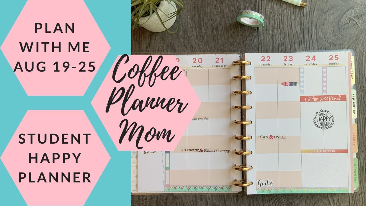 Student Plan With Me: August 19-25 in MAMBI Student Happy Planner - YouTube