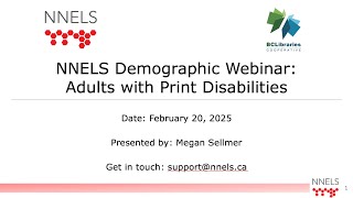 NNELS Demographic Webinar: Adults with Print Disabilities