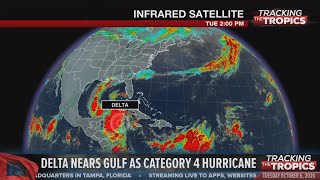 Tracking the Tropics: Hurricane Delta rapidly strengthens to Category 4 with 130 mph winds