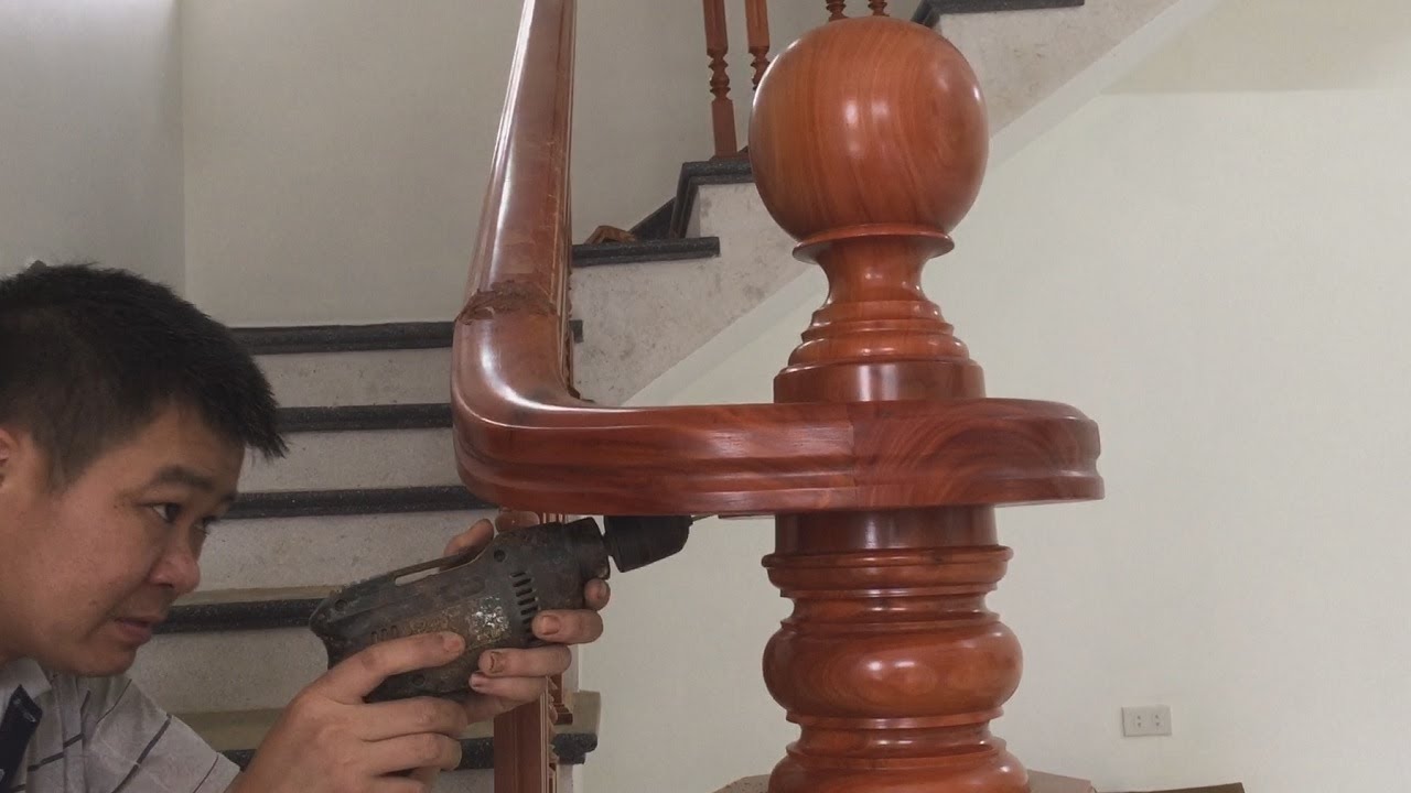 Projects Wooden Stairs Beautiful - Install Pillar & Curved Handrail For Stair