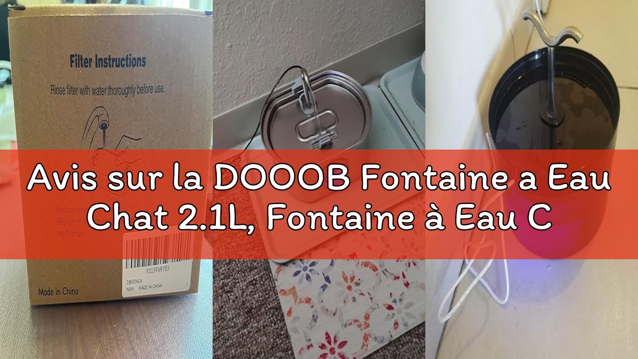 Avis sur la DOOOB Fontaine a Eau Chat 2.1L, Fontaine à Eau Chat avec Lampe à LED et Pompe Ultra-Sile