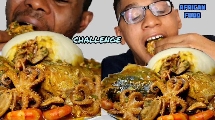 ASMR | SEAFOOD OKRO SOUP & FUFU | OCTOPUS, MACKEREL FISH , MUSSELS + GIANT PRAWNS | AFRICAN FOOD