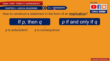 Mathematics Form 4 Chapter 3 [Part 4] Implication "If ..., Then..." "If and Only If" [KSSM SPM]