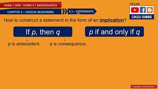 Mathematics Form 4 Chapter 3 [Part 4] Implication "If ..., Then..." "If and Only If" [KSSM SPM]