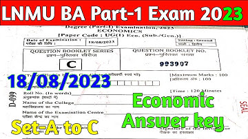 Lnmu Ba Part 1 Economics Subsidiary Answer Key 2023 | BA Part 1 Economics Solved Question Paper 2023