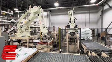 Conveying Industries Double Ice Palletizer - Kawasaki CP180L & ZDE130S