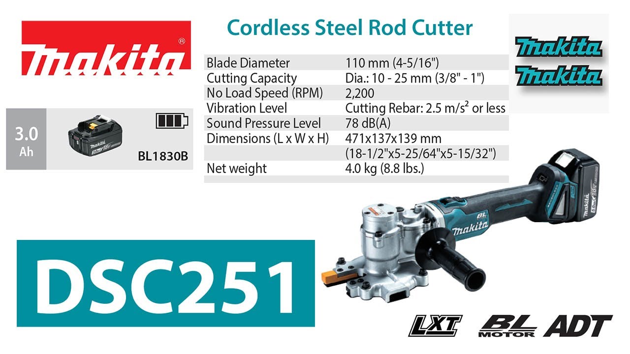 Unbox and some reviews Makita cordless Steel rod Cutter DSC251RT YouTube